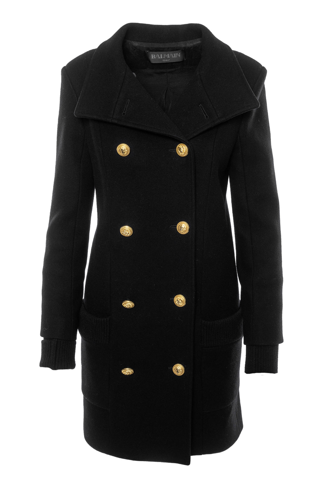 Balmain Size 34 Double Breasted Cashmere/Wool Coat