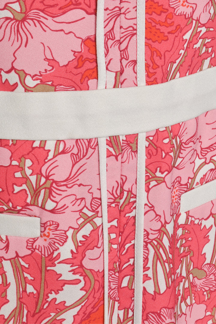 Carven Size M Floral Print Short Sleeve Mini Dress