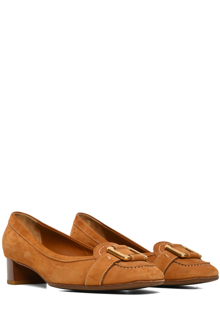 Salvatore Ferragamo Size 7.5 Suede Twist Pumps