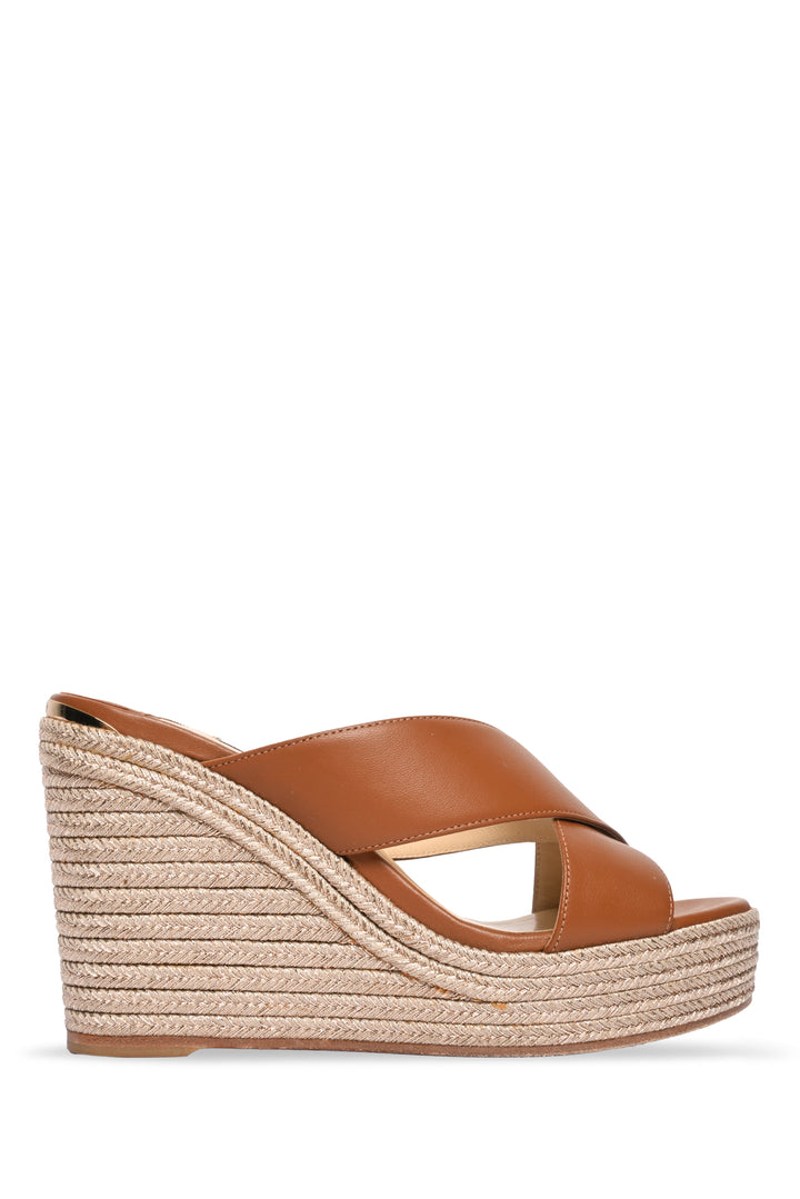 Jimmy Choo Size 36.5 Dovina 100 Leather Wedge Sandals