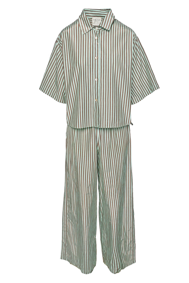 Forte_Forte Size M Chic Striped Taffeta Boxy Shirt & Palazzo Pant Set