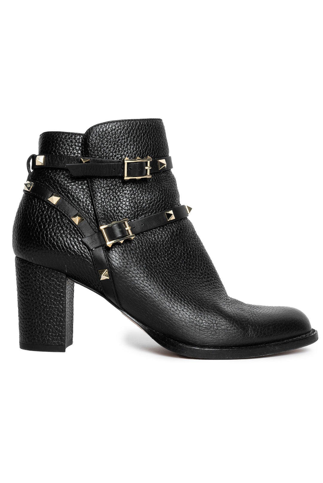 Valentino Size 40 Rockstud Leather Moto Ankle Boots