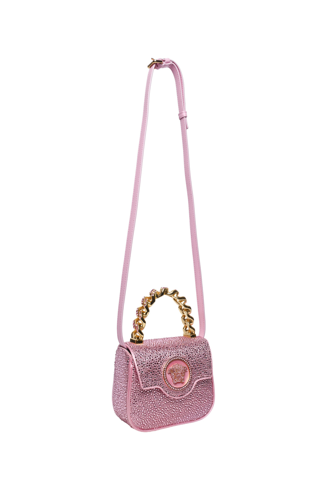 Versace Rhinestone Embellished Medusa Mini Crossbody Bag