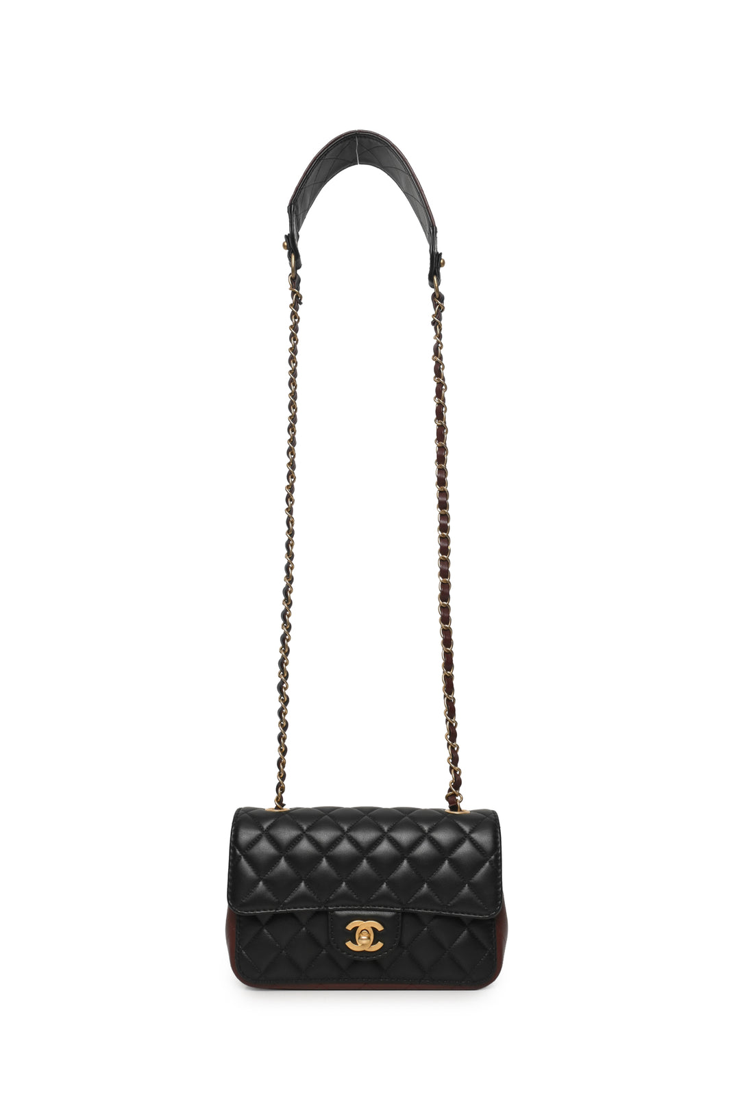 Chanel 2020 Bicolor Quilted Calfskin Small Strap Into Flap Bag