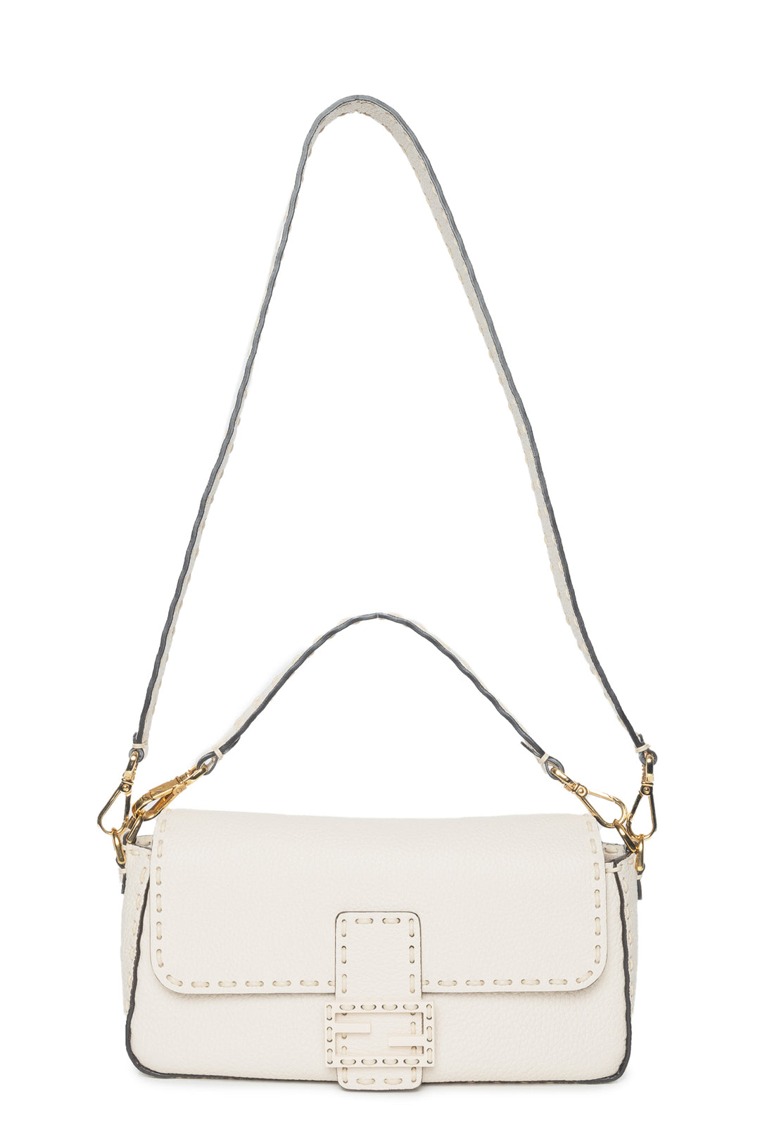 Fendi 2021 Camelia Calfskin Selleria Baguette Shoulder Bag