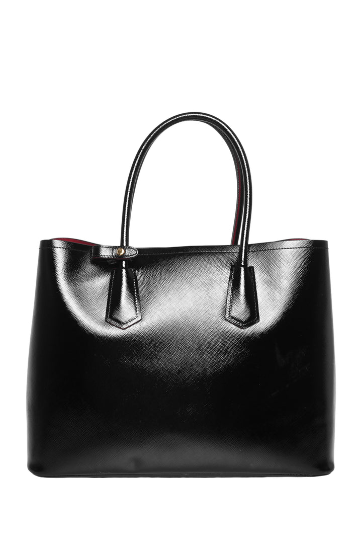 Prada Saffiano Vernice Leather Medium Double Tote