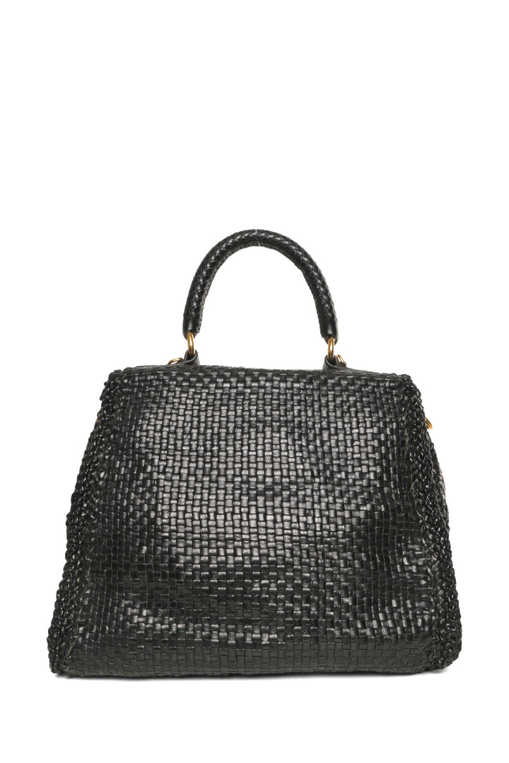 Prada Madras Woven Top Handle Bag