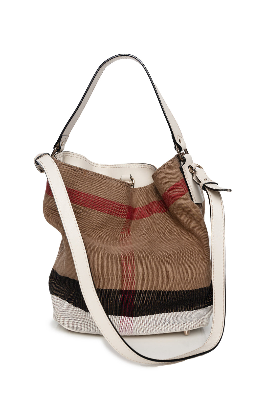 Burberry Canvas Novacheck Ashby Bucket Bag Shoulder Bag