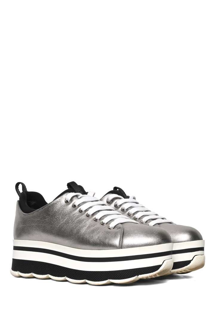 Prada Size 38 Metallic Platform Sneaker