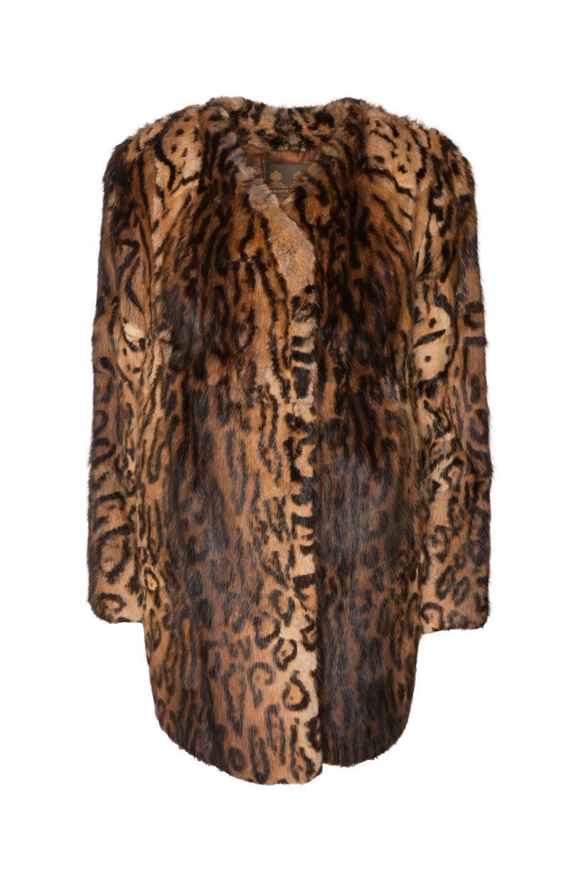 Holt Renfrew Furs Size M Birger Christensen Leopard Print Muskrat Coat