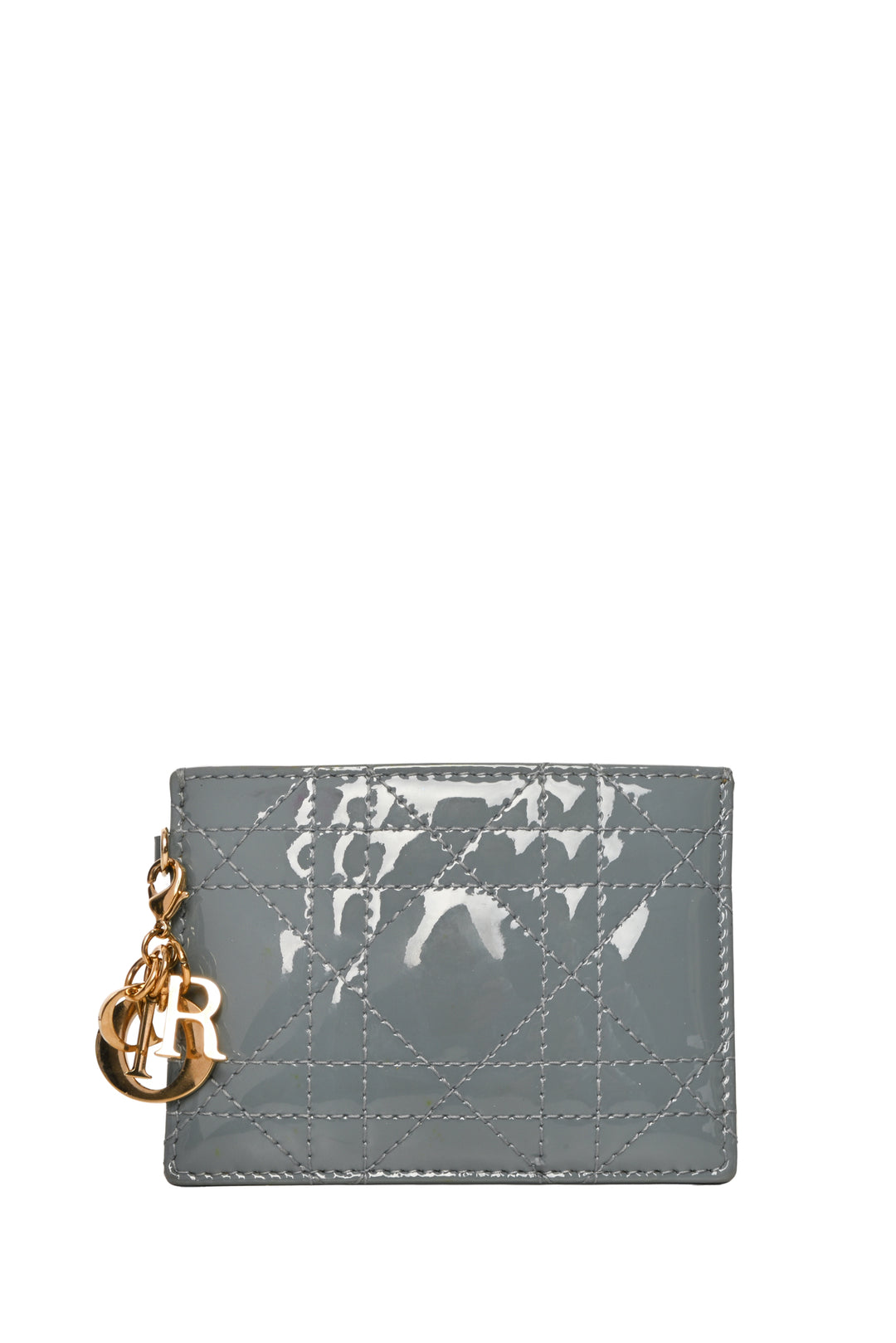 Dior 2022 Patent Cannage Calfskin Card Holder