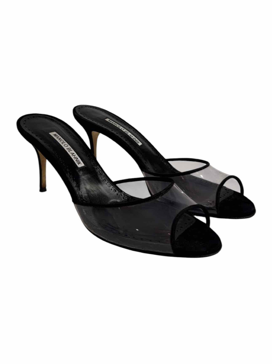 Manolo Blahnik Size 39 Jadifa Peep-Toe Mules