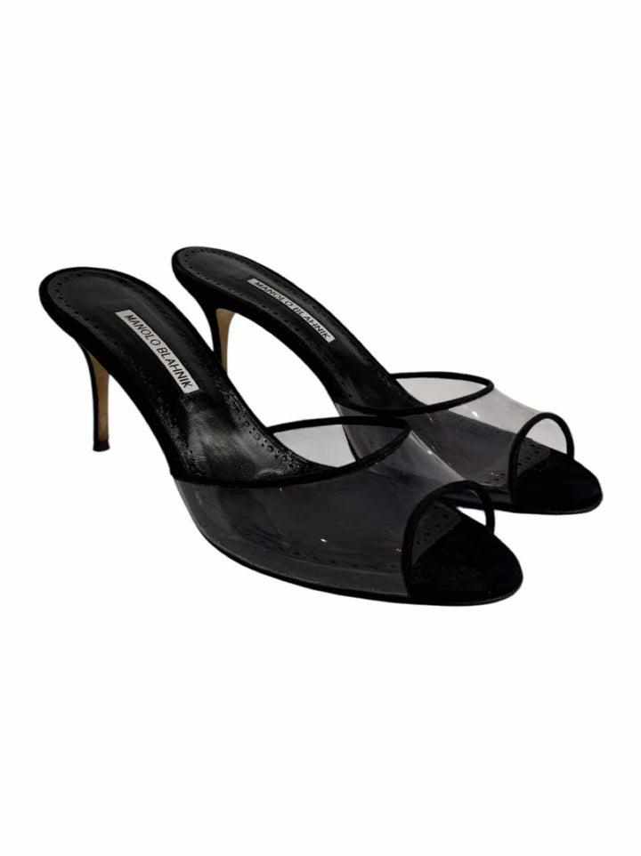 Manolo Blahnik Size 39 Jadifa Peep-Toe Mules