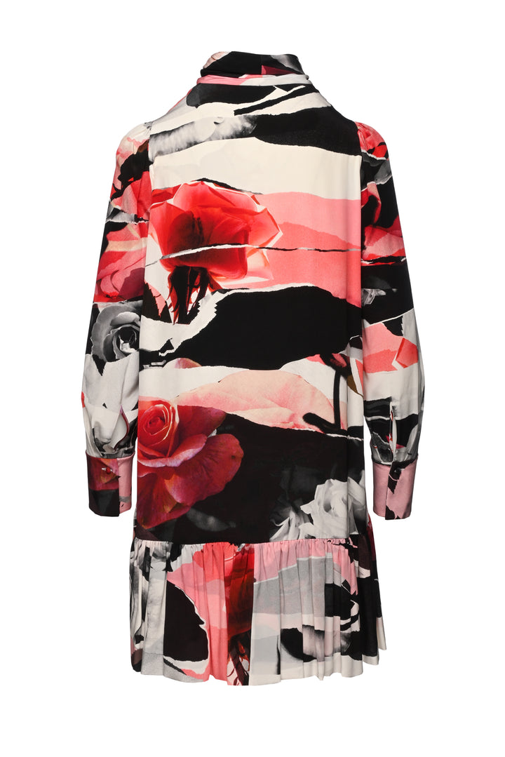 Alexander Mcqueen Size 0 2019 Torn Rose Silk Flared Mini Dress