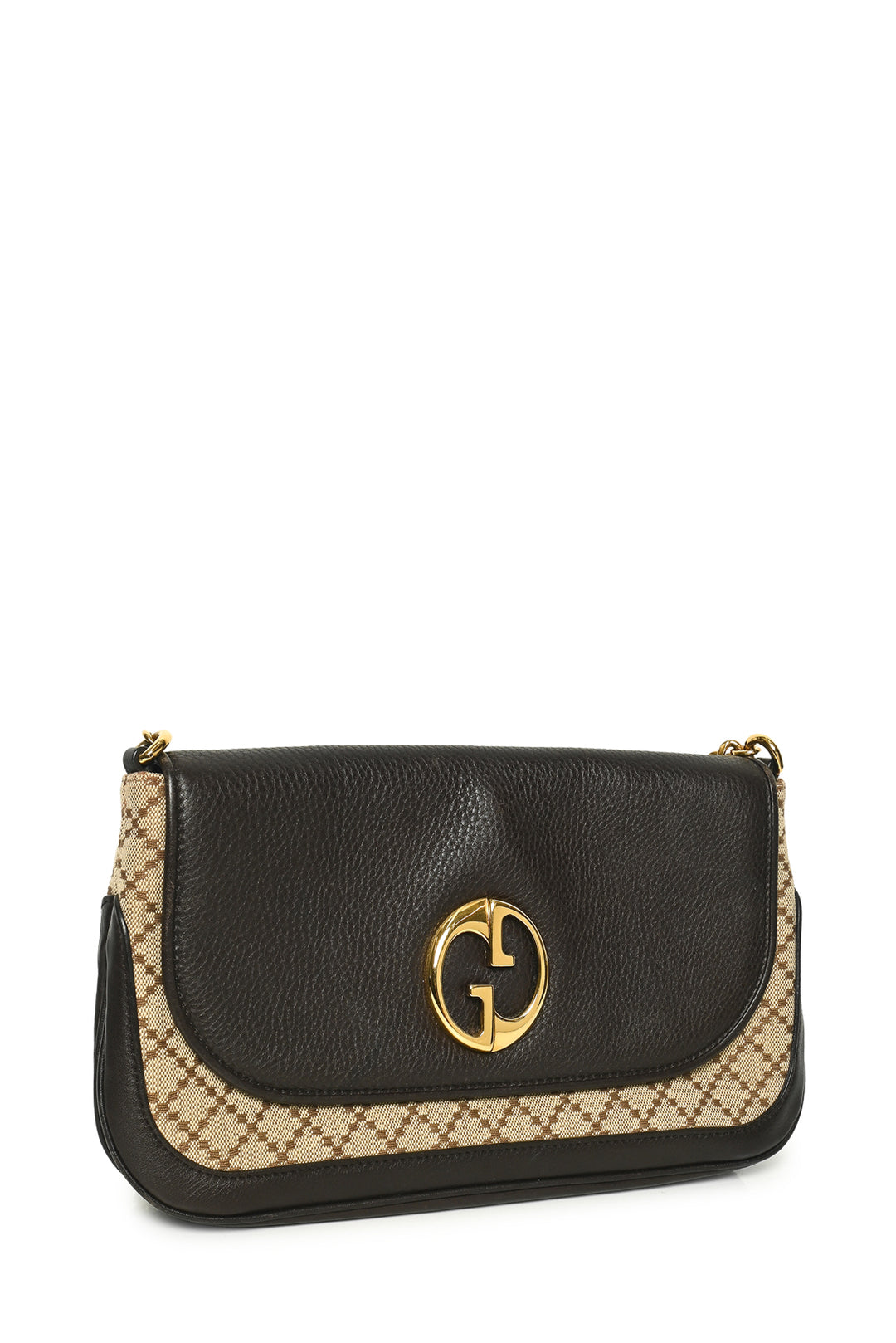 Gucci Leather & Diamante Canvas 1973 Chain Shoulder Bag