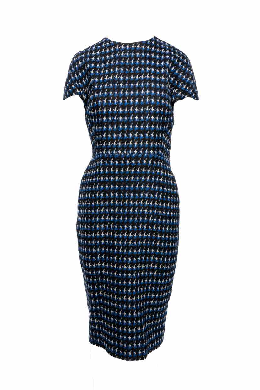 Victoria Beckham Size 10 Houndstooth Midi Dress