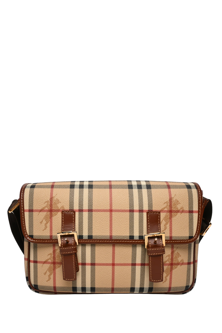 Burberry Check Print Coated Canvas Crossbody Messenger Bag