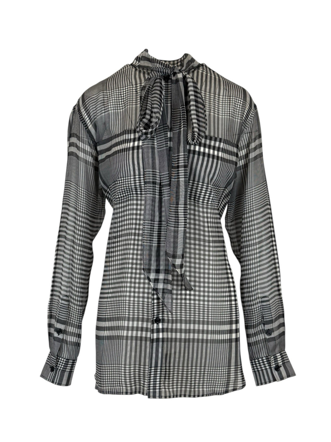 Burberry Size XS Sheer Check Blouse