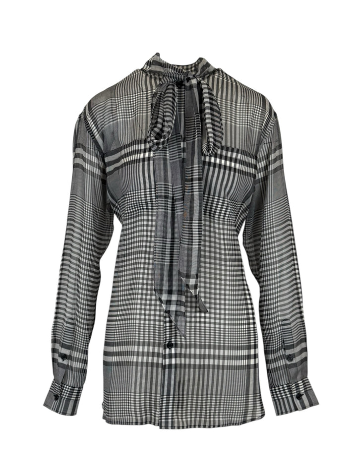 Burberry Size XS Sheer Check Blouse