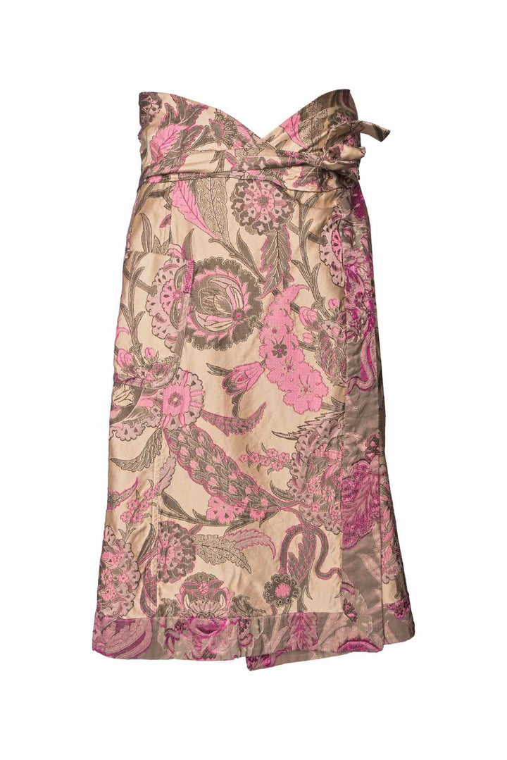 Dries Van Noten Size 38 Silk Pattern Midi Skirt