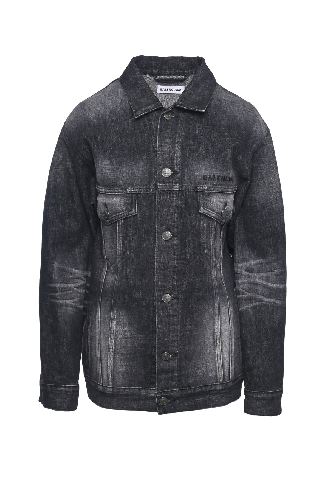 Balenciaga Size 34 2019 Embroidered Back Logo Denim Jacket