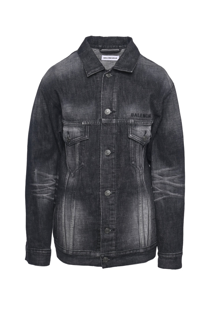 Balenciaga Size 34 2019 Embroidered Back Logo Denim Jacket