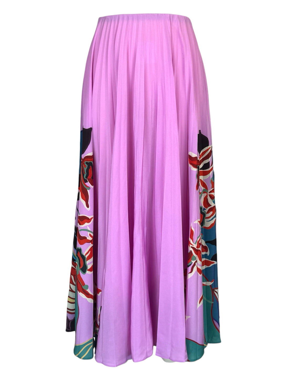Valentino Size 44 2019 Floral Pleated Silk Maxi  Skirt