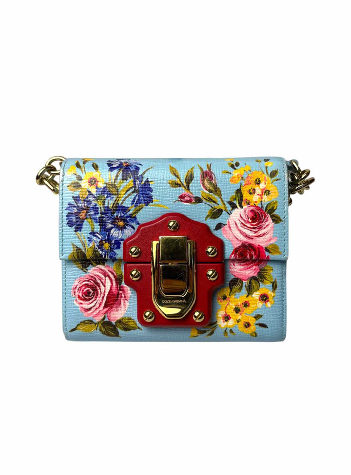 Dolce & Gabbana Lucia Floral Leather Shoulder Bag Purse