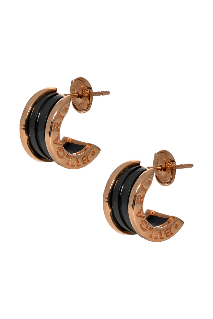 Bvlgari 2013 18K Rose Gold & Black Ceramic B.zero1 Earrings