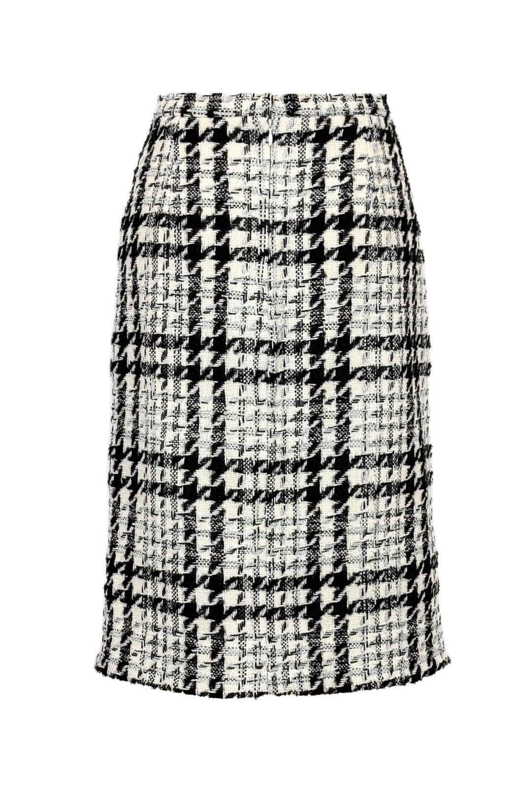 Oscar De La Renta Size 6 Houndstooth Print Wool Blend Midi Skirt