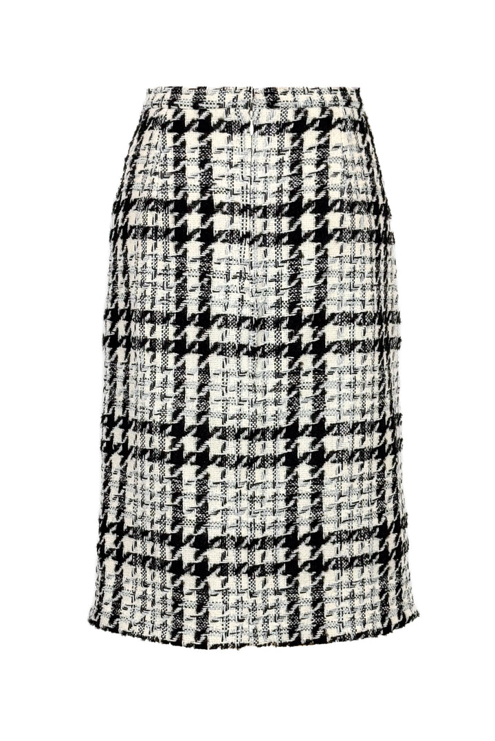Oscar De La Renta Size 6 Houndstooth Print Wool Blend Midi Skirt