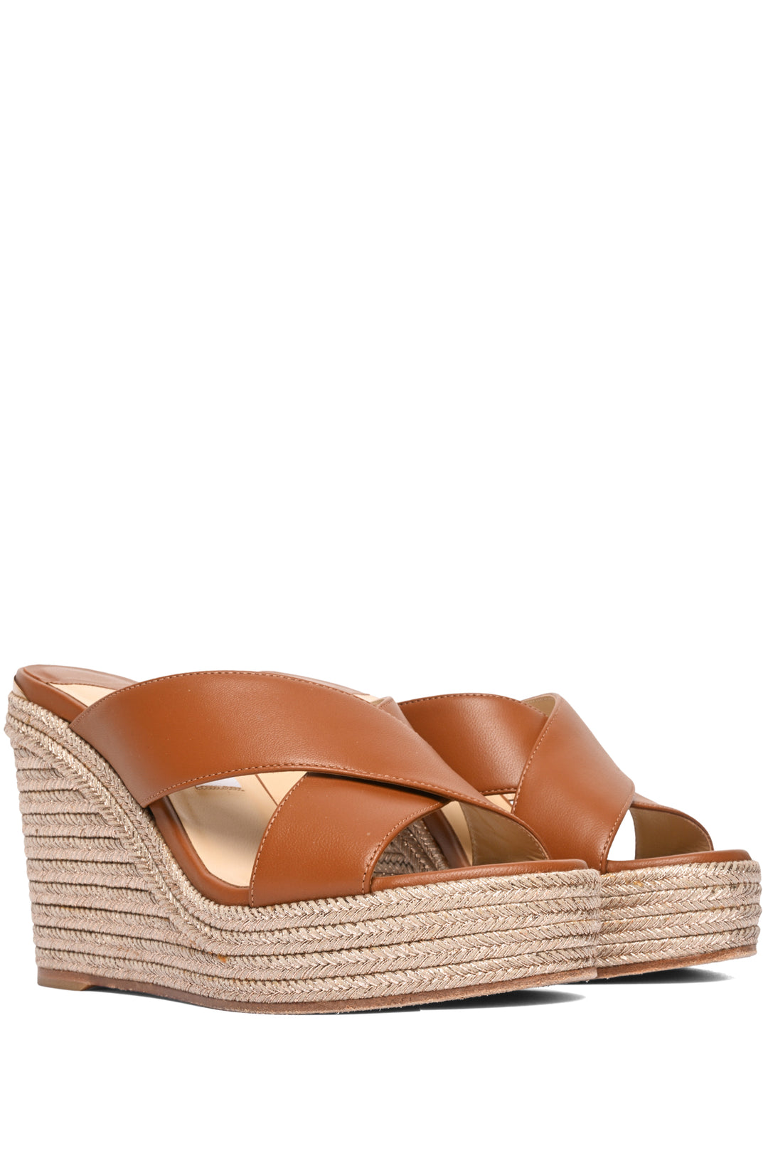 Jimmy Choo Size 36.5 Dovina 100 Leather Wedge Sandals