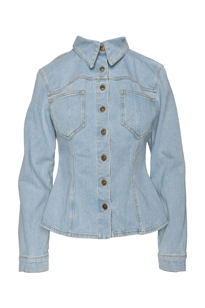 Nanushka Size S Distressed Denim Button Up Shirt