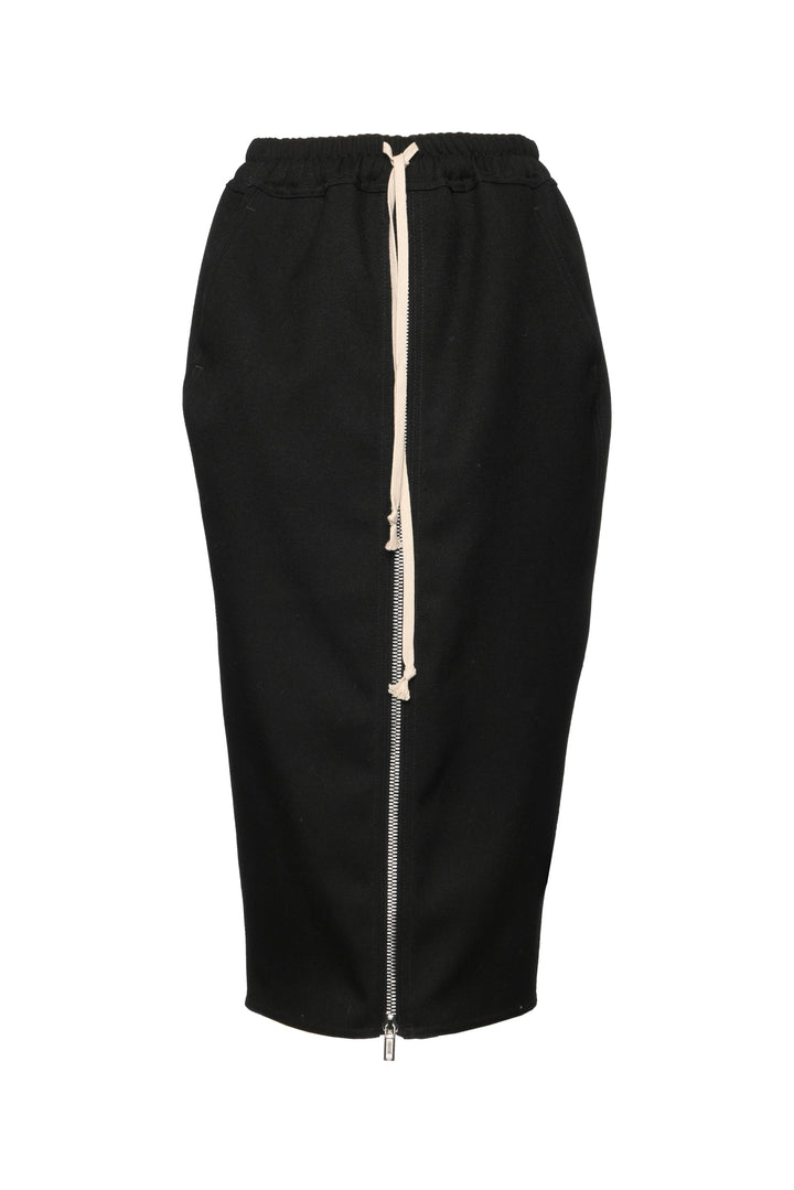 Rick Owens Size 4 Drawstring Zip Front Midi Skirt