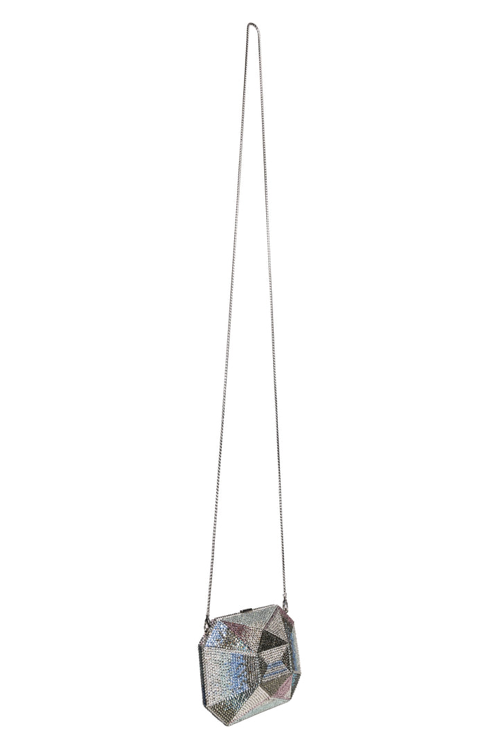 Judith Leiber Emerlad cut Swarovski Crystal Minaudiere Clutch