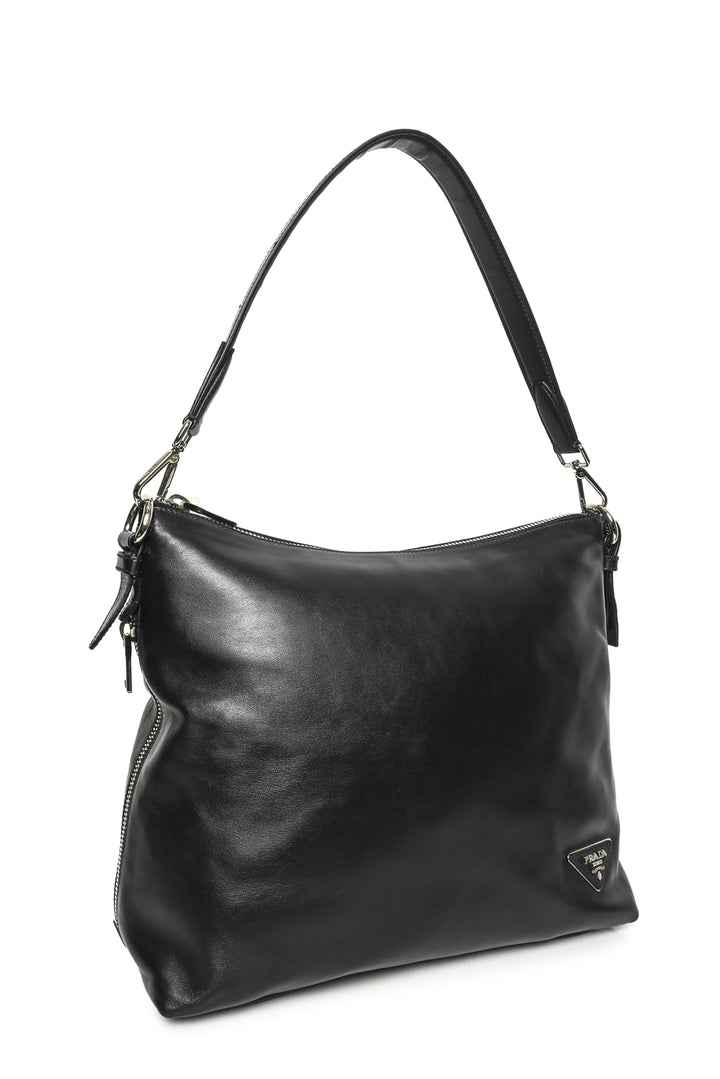 Prada Soft Leather Side Zip Tote