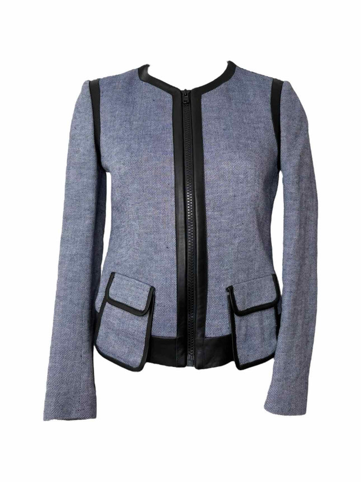 Sandro Linen Blend Leather Trim  Size 36 Blazer