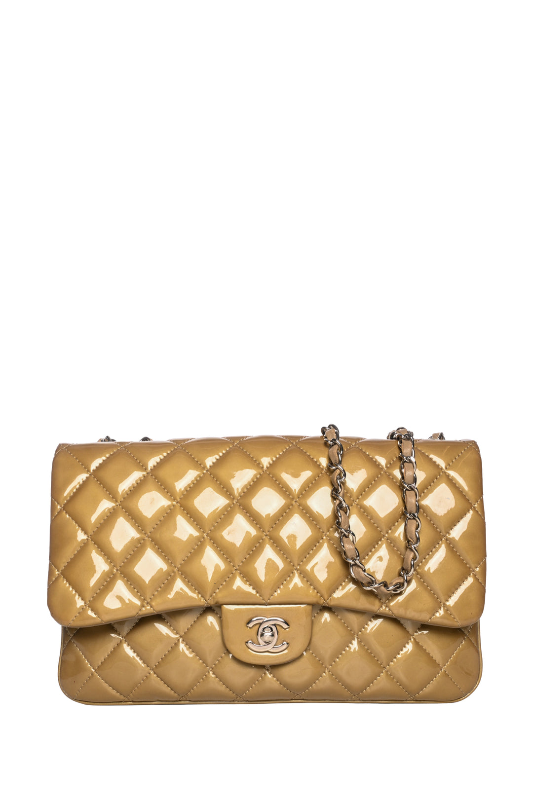 Chanel 2014 Quilted Patent Jumbo Classic Flap Shoulder Bag