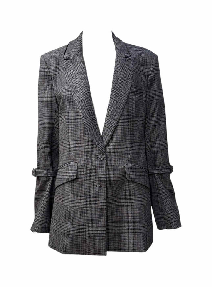 Jonathan Simkhai Size 8 Plaid Buckle Sleeve Blazer