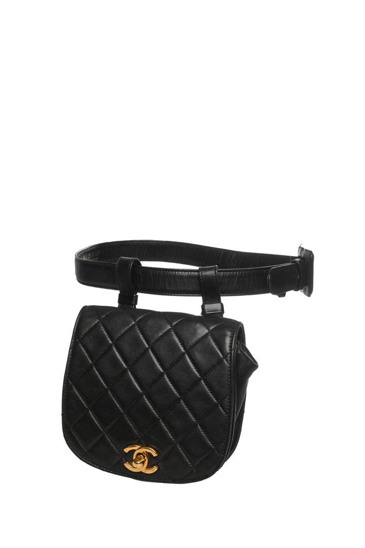 Chanel 1989-1991 Vintage Quilted CC Belt Bag