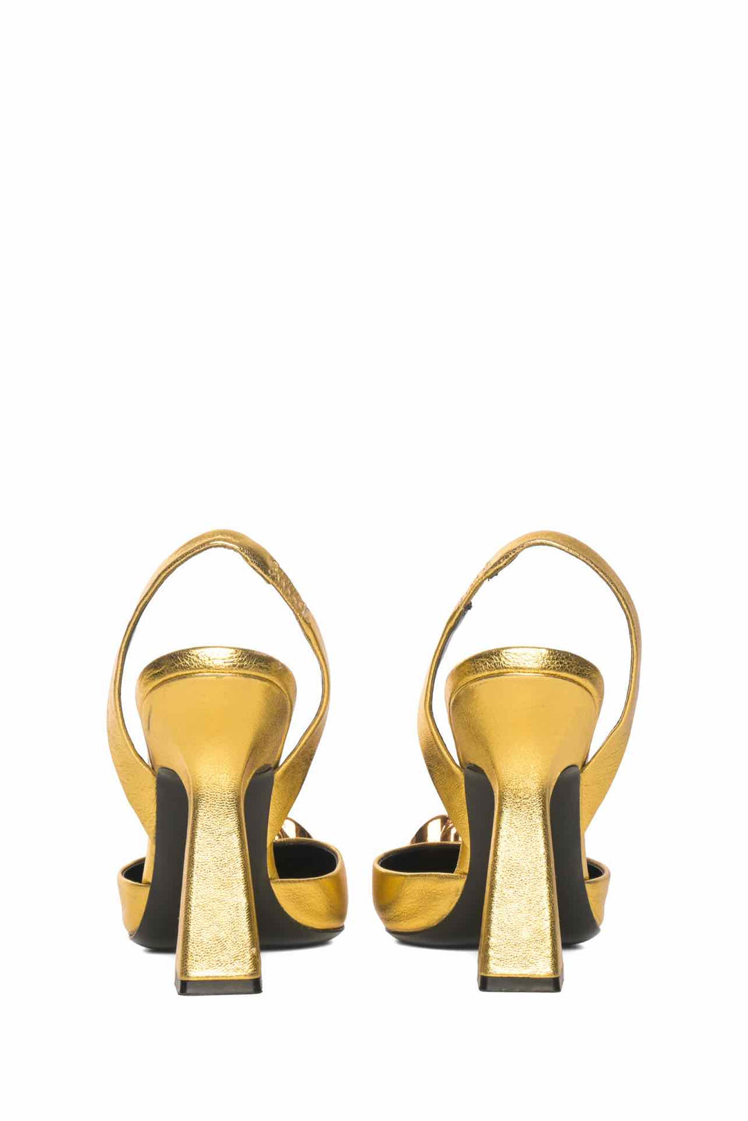 Versace Size 35.5 La Medusa Metallic Leather Slingback Pumps