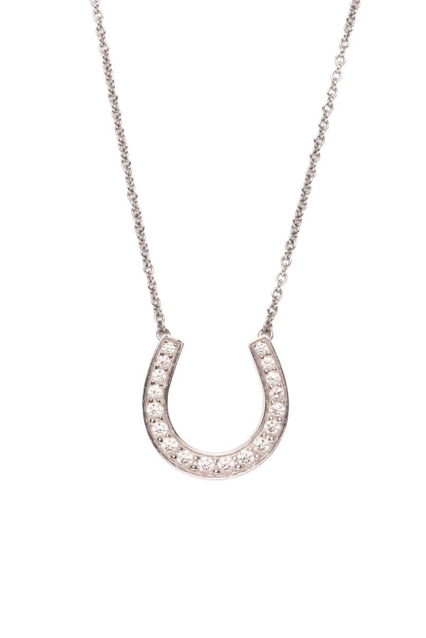 Tiffany & Co Platinum & Diamond Horseshoe Pendant Necklace