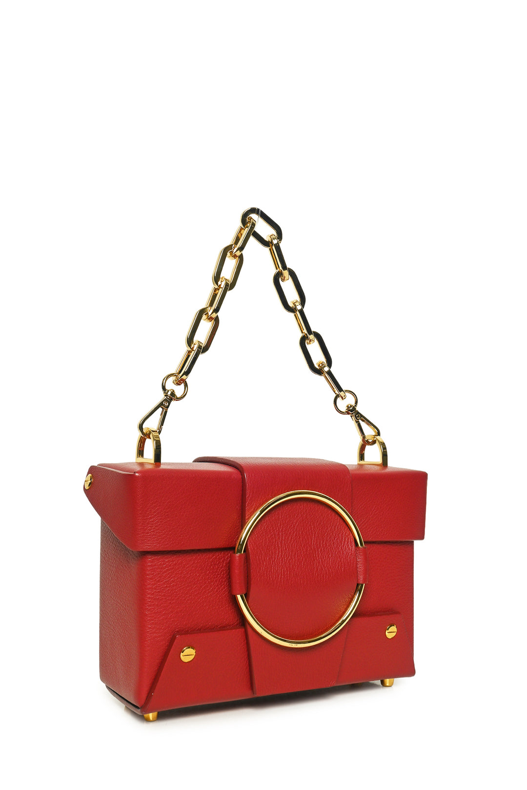 YUZEFI Asher Box Chain Top Handle Leather Crossbody Bag