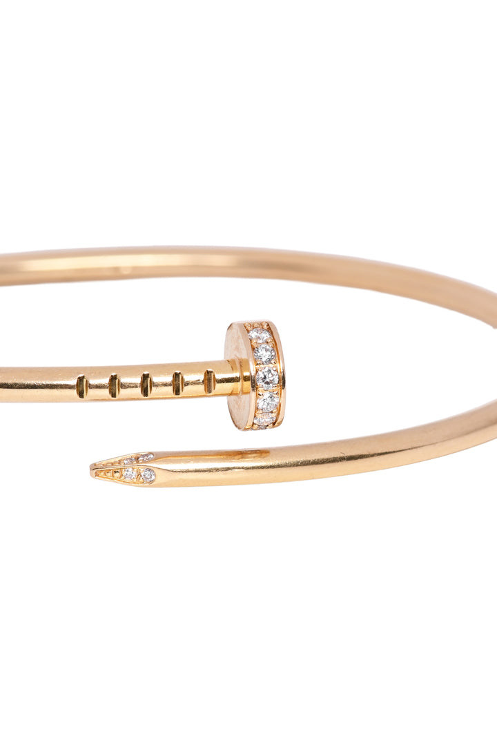 Cartier Size 15 18K Yellow Gold Juste Un Clou Diamond Bracelet
