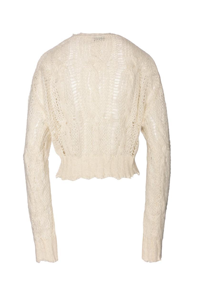 Acne Studios Size XS Frayed Cable Knit Sweater