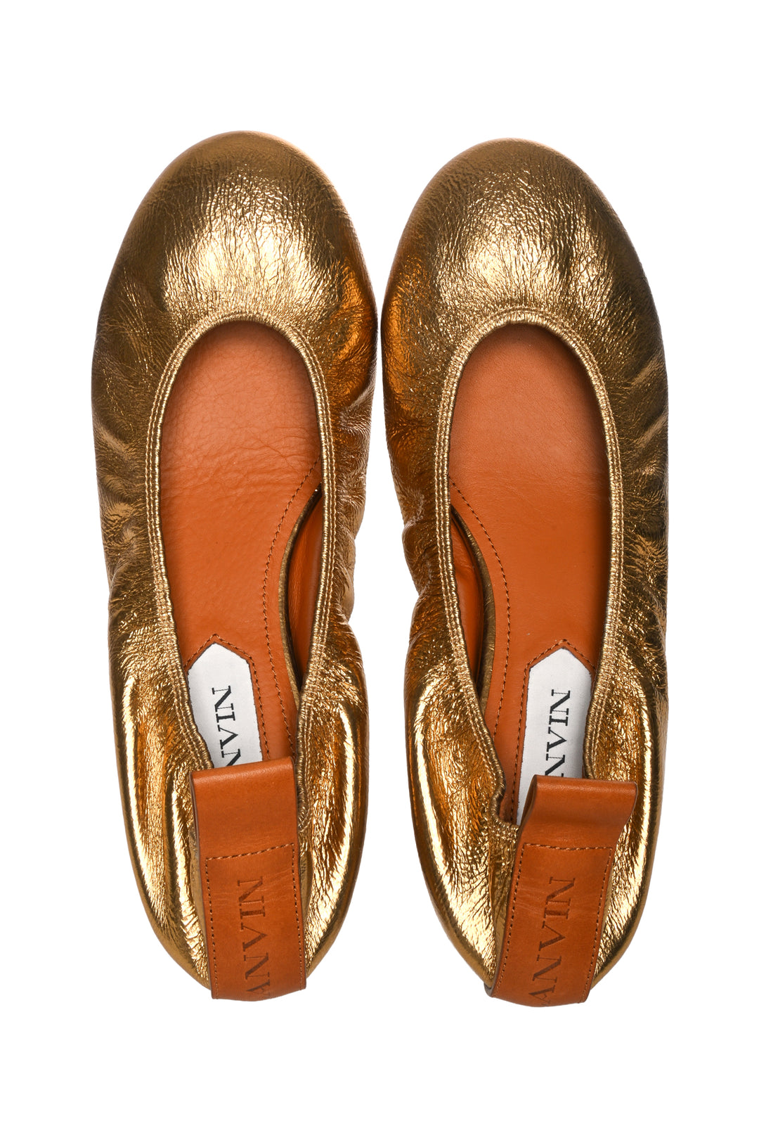 Lanvin Size 36 Metallic Ruched Ballerina Flats