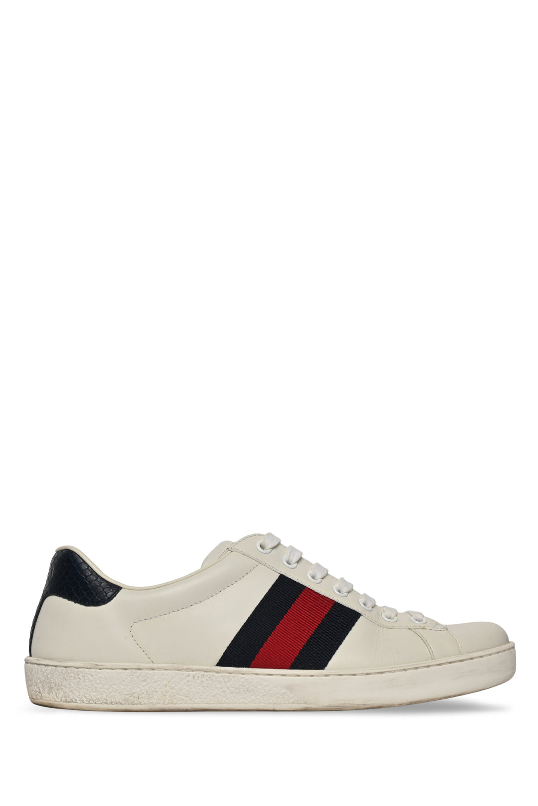 Mens Shoe Size 8.5 Gucci Men's Web Stripe Ace Leather Sneakers