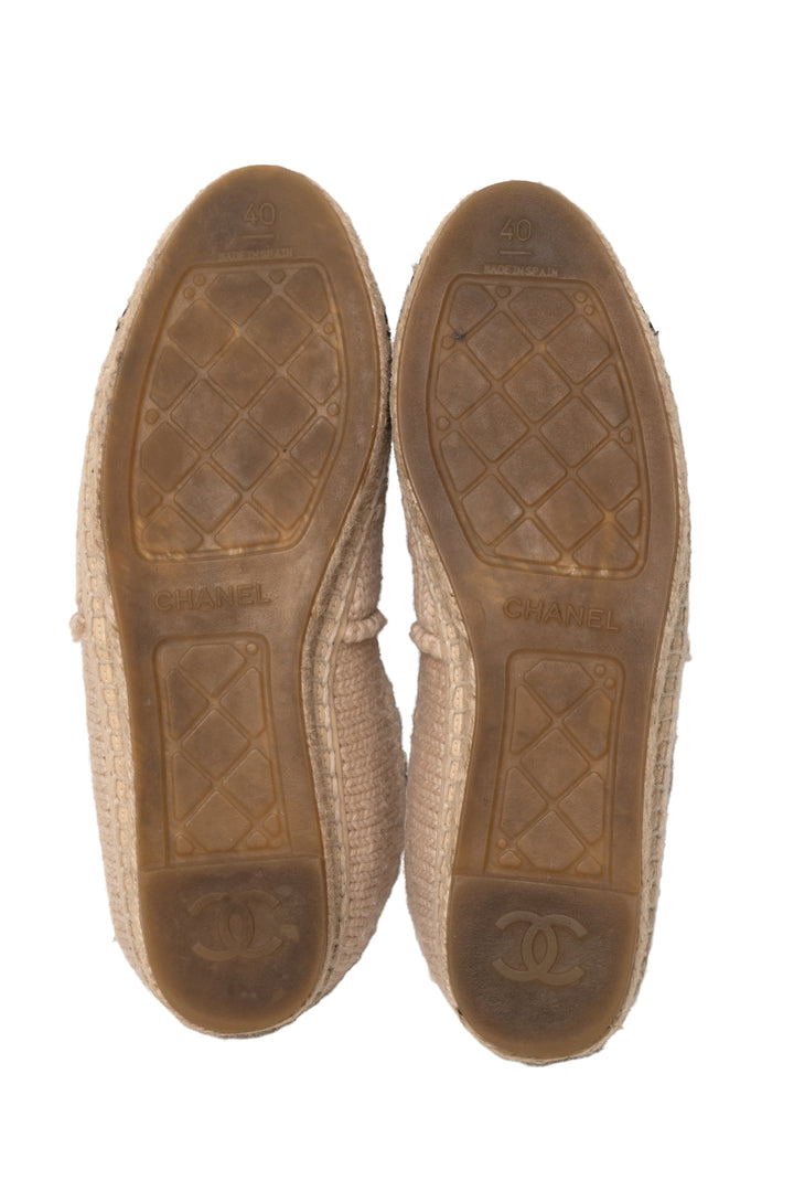 Chanel Size 40 Knitted Wool Lambskin Chain CC Espadrilles