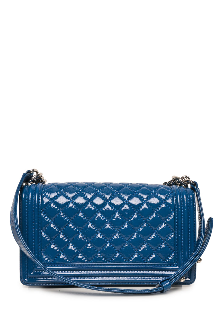 Chanel 2018 Patent Quilted Medium Boy Shoulder Bag