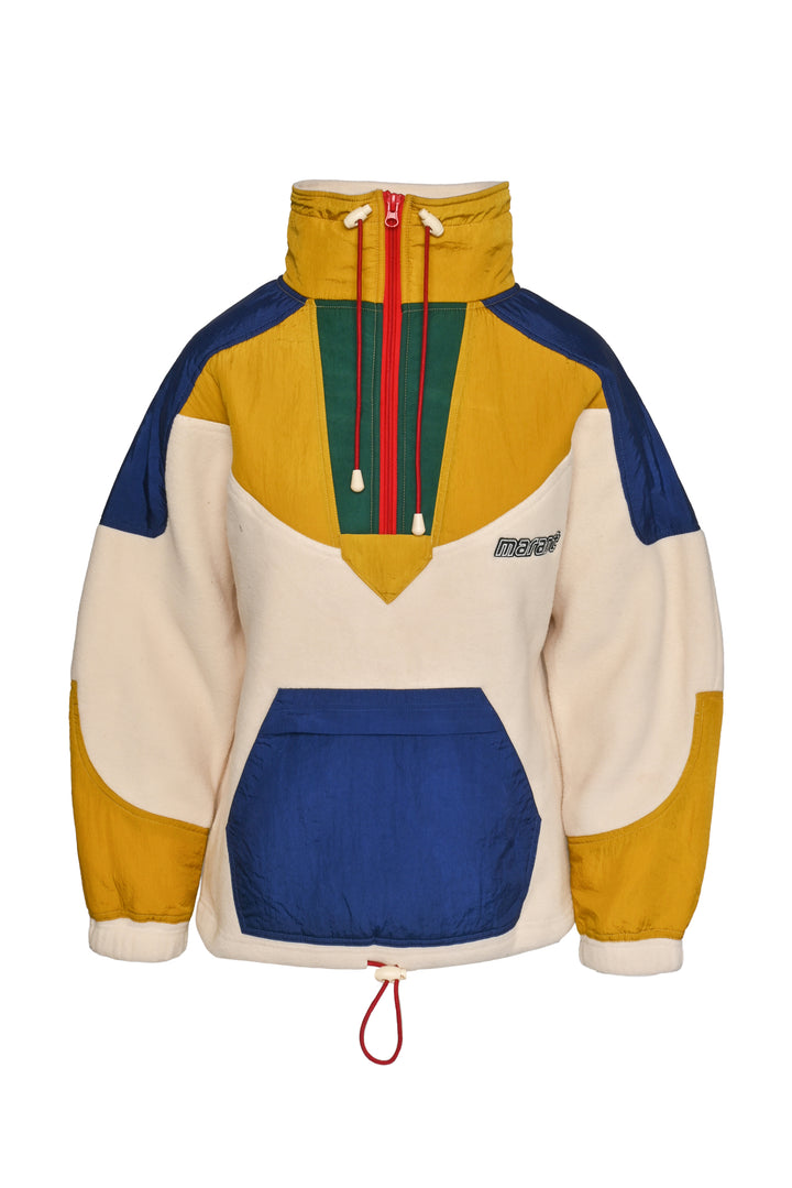 Isabel Marant Etoile Size 0 Mantsyni Color-Block Shell Trimmed Fleece Jacket